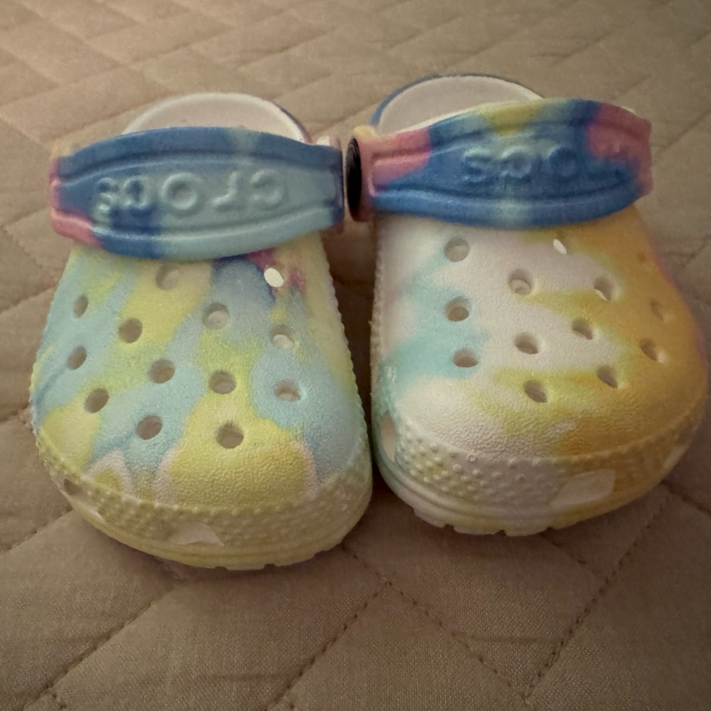 CROCS Kids Sandals in Blue, Yellow, and Pink